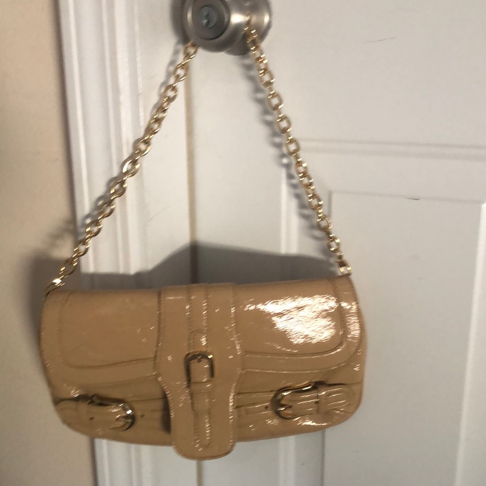 Bone bag with gold chain